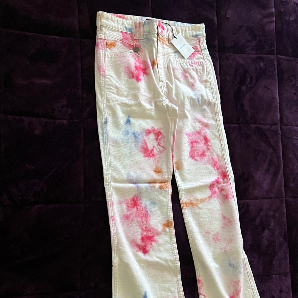 Isabel Marant Colorful Splash Boot Cut Jeans